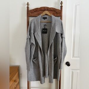 Marled Oversized Heather Gray Open Cardigan